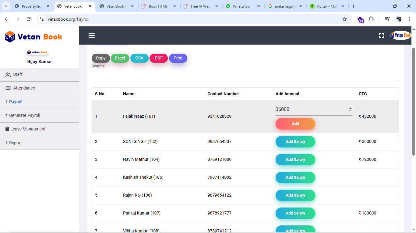 Payroll Screenshot